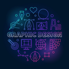 Poster - graphic design colored round vector line illustration