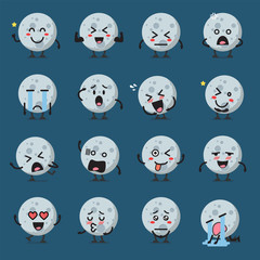 Wall Mural - moon character emoji set