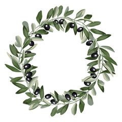 Wall Mural - Template Round Frame from Olive Branches