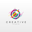 Camera Logo.  Abstract Camera logo design, made of various geometric shapes in color. 