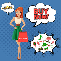 Sticker - Female Accessories Sale Comic Bubbles