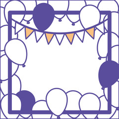 Wall Mural - balloons air party with garlands decorative frame vector illustration design