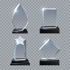 Sticker - Crystal glass blank trophy awards isolated vector templates collection