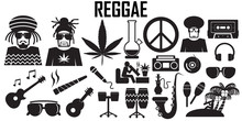 Reggae Flat Icons. Mono Vector Symbol