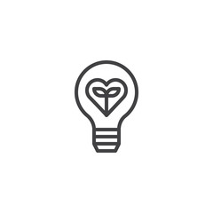 Wall Mural - Plant growing inside the light bulb outline icon. linear style sign for mobile concept and web design. eco energy simple line vector icon. Symbol, logo illustration. Pixel perfect vector graphics