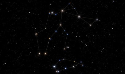 aquarius constellation and southern fish in the bottom