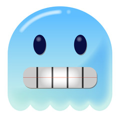 Sticker - Emoji grinsend - 3D - blauer Geist