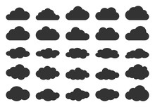     Clouds Silhouettes. Vector Set Of Clouds Shapes. Collection Of Various Forms And Contours. Design Elements For The Weather Forecast, Web Interface Or Cloud Storage Applications.