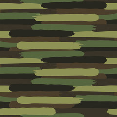 Wall Mural - Woodland Camouflage. Formless spotted pattern of ragged strips. Seamless vector army camouflage in the green scheme.