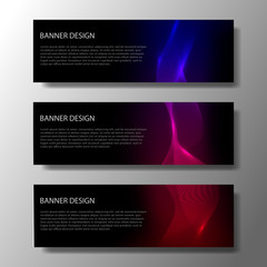 Poster - Abstract vector banners with bright wavy lines annual report design templates future Poster template design.