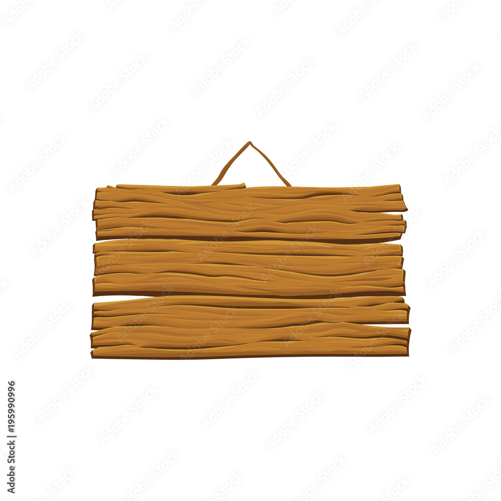 Old hanging signboard with place for your text. Empty wooden sign. Blank  billboard made out of wood. Detailed cartoon element for mobile game.  Colored vector icon Stock Vector | Adobe Stock, image size:1000x1000