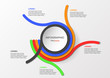 © Dai Yim - Infographic element with flat art circle and colorful line curve. Text on white and grey background.