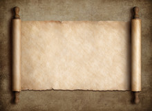 Ancient Scroll Parchment Over Old Paper Background
