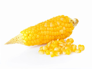 Poster - Corn kernels on white ackground