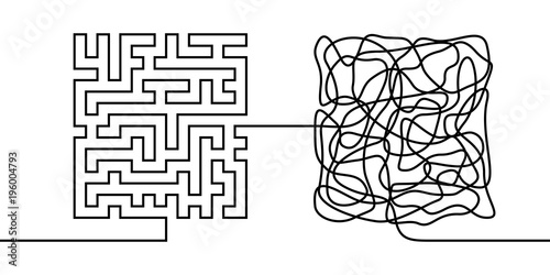 Fotografía Continuous line drawing a chaos and order concept, chaos theory metaphor minimal