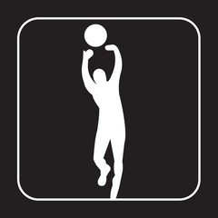 Sticker - white volleyball silhouette images on black background