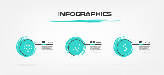 Poster - Watercolor, brush blue infographics. Some of chart, graph, parts, processes. Vector business template for presentation. Can be used for workflow layout, diagram, banner, web design