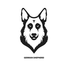 German Shepherd Dog Head. Vector Illustration.
