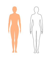 Wall Mural - female silhouette (contour) on white background, vector.