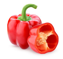 Red Bell Pepper, Isolated On A White Background.