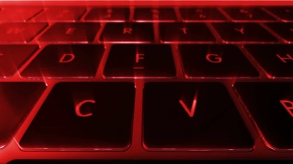 Poster - computer keyboard with red backlight closeup