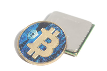 Central processing unit CPU microchip with Bitcoin