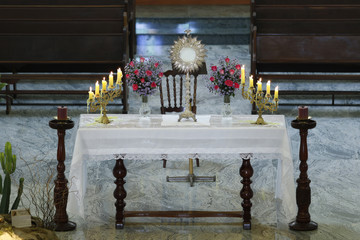 Wall Mural - Ostensorial adoration in the catholic church