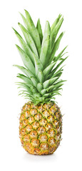 Wall Mural - whole single pineapple isolated on white background	