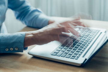 Closeup of Person Typing Very Fast on Laptop