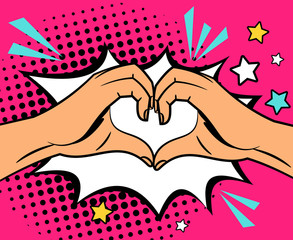 Wall Mural - two hands heart sign