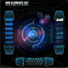 Poster - Futuristic VR Head-up Display Design. Sci-Fi Helmet HUD. Future Technology Display Design.