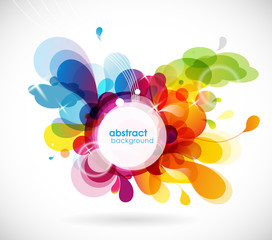 Wall Mural - abstract colored flower background with circles and brush strokes.