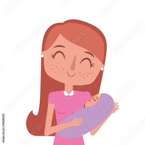 Download happy young mother hugging little toddler son vector illustration - Buy this stock vector and ...