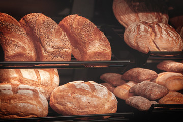 Poster - breads on the shelf in the bakery