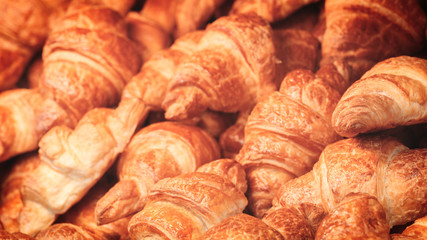 Poster - Fragrant croissants. Home baking. Food concept background.
