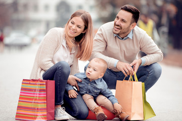 Sticker - Beautiful family is spending time together outside.