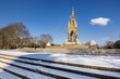 The Royal Albert Memorial in Hyde Park covered in snow
