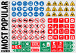 Most Popular signs (mandatory sign, hazard sign, prohibited sign, fire emergency sign). ready source in sticker, poster, web, brochure,flyer, and another printing material. easy to modify