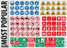 Most Popular Signs (mandatory Sign, Hazard Sign, Prohibited Sign, Fire Emergency Sign). Ready Source In Sticker, Poster, Web, Brochure,flyer, And Another Printing Material. Easy To Modify