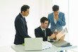 © pic for you - They are meeting new project so serious.Businessman looking at taplet and information in office.Businessman working at office with documents file on his desk.Meeting start up project