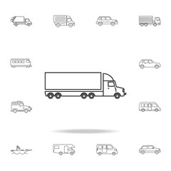 Poster - lorry with a trailer icon. Detailed set of transport outline icons. Premium quality graphic design icon. One of the collection icons for websites, web design, mobile app