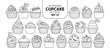 Set of isolated cupcake in 21 styles set 10.