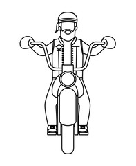 Sticker - biker in the classic motorcycle character vector illustration design