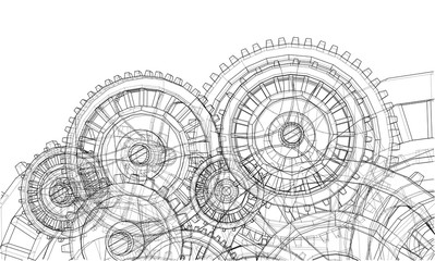 Aufkleber - Gearbox sketch. Vector