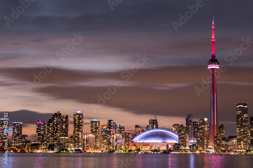 Stampa su Tela Modern buildings in Toronto city skyline at night, Ontario, canada