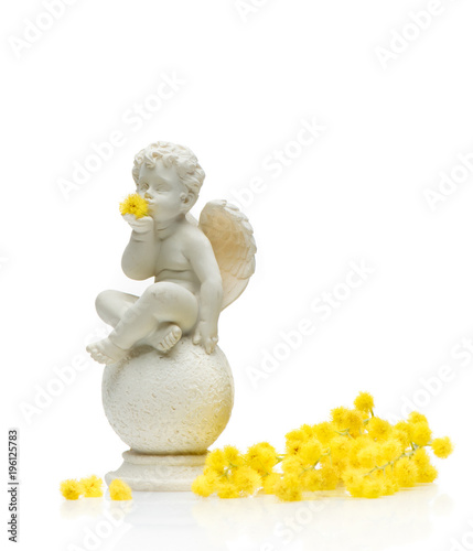 Cuadros en Lienzo Angel cherub playing with flowers