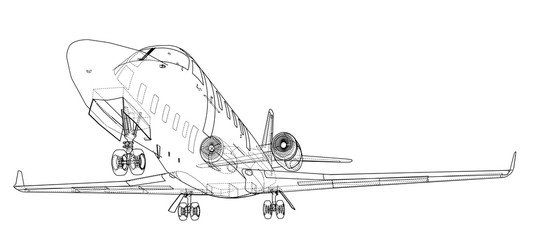 Aufkleber - airplane blueprint. vector