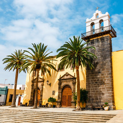 Wall Mural - Famous San Francisco traditional church in the main square of Garachico town of Tenerife, Spain