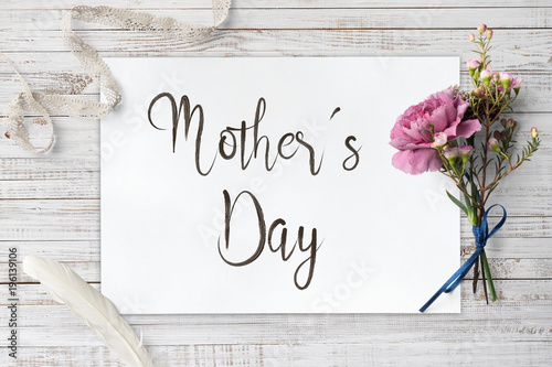 Obraz na plátně Mother´s Day - calligraphy and decorative items on wooden board
