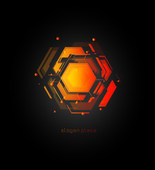 Aufkleber - Smart artificial intelligence, neural network abstract colorful vector logo template. Innovative technologies digital design effect logotype on black background.